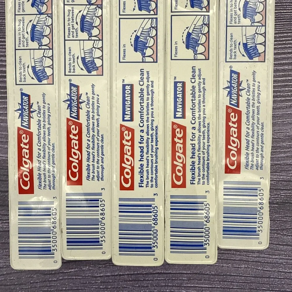 5 LOT VTG Colgate Navigator Cleaning Tip Flexible MEDIUM Toothbrush MEDIUM 80